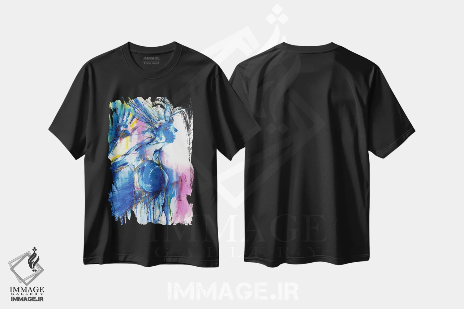 تیشرت مشکی طرح دار زن آبی، مدیوم اثر کتی مورتون استنیون | فروشگاه ایماژ