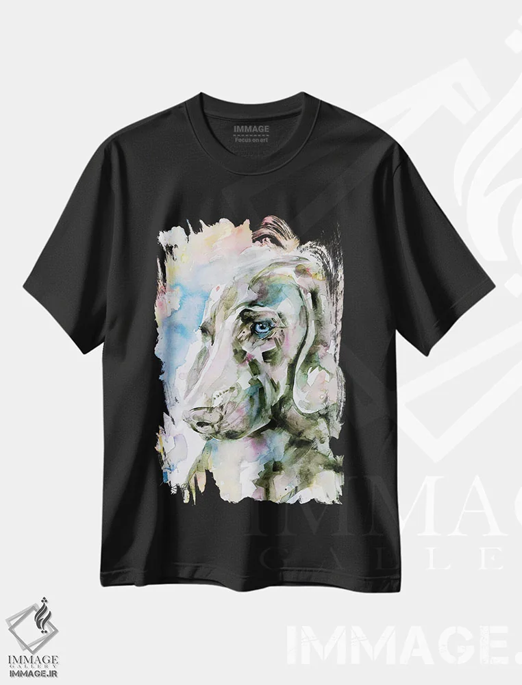 تیشرت مشکی طرح دار چشمان آبی، مدیوم اثر کتی مورتون استنیون | immage.ir