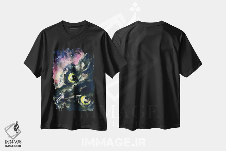 تیشرت مشکی طرح دار یواشکی نگاه کردن، دکور معاصر اثر کتی مورتون استنیون | فروشگاه ایماژ