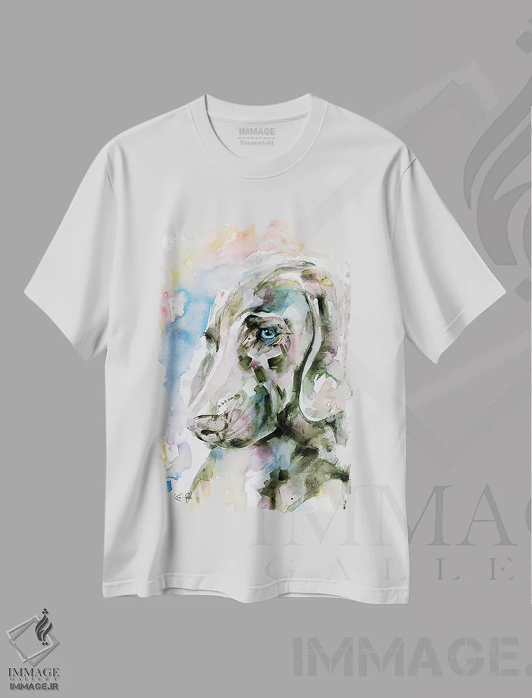 تیشرت سفید طرح دار چشمان آبی، مدیوم اثر کتی مورتون استنیون | فروشگاه ایماژ
