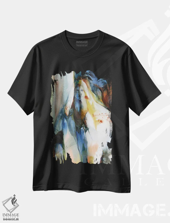 تیشرت مشکی طرح دار روح پاییز، هنر فاخر معاصر اثر کتی مورتون استنیون | فروشگاه ایماژ