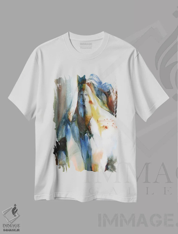 تیشرت سفید طرح دار روح پاییز، هنر فاخر معاصر اثر کتی مورتون استنیون | immage.ir