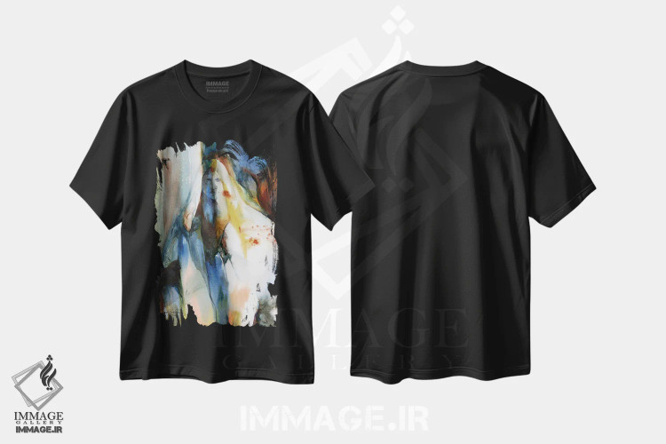 تیشرت مشکی طرح دار روح پاییز، هنر فاخر معاصر اثر کتی مورتون استنیون | فروشگاه ایماژ