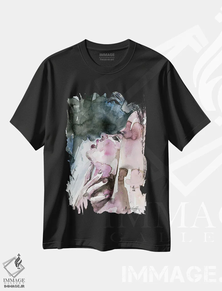 تیشرت مشکی طرح دار لحظه ای حسی، آبستره اثر کتی مورتون استنیون | immage.ir