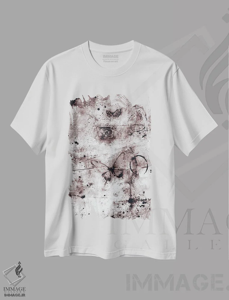 تیشرت سفید طرح دار ملودی تأمل پنجم-سوم، هنر فاخر معاصر اثر کتی مورتون استنیون | immage.ir