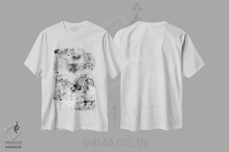 تیشرت سفید طرح دار ملودی تأمل پنجم-دوم، هنر فاخر معاصر اثر کتی مورتون استنیون | فروشگاه ایماژ