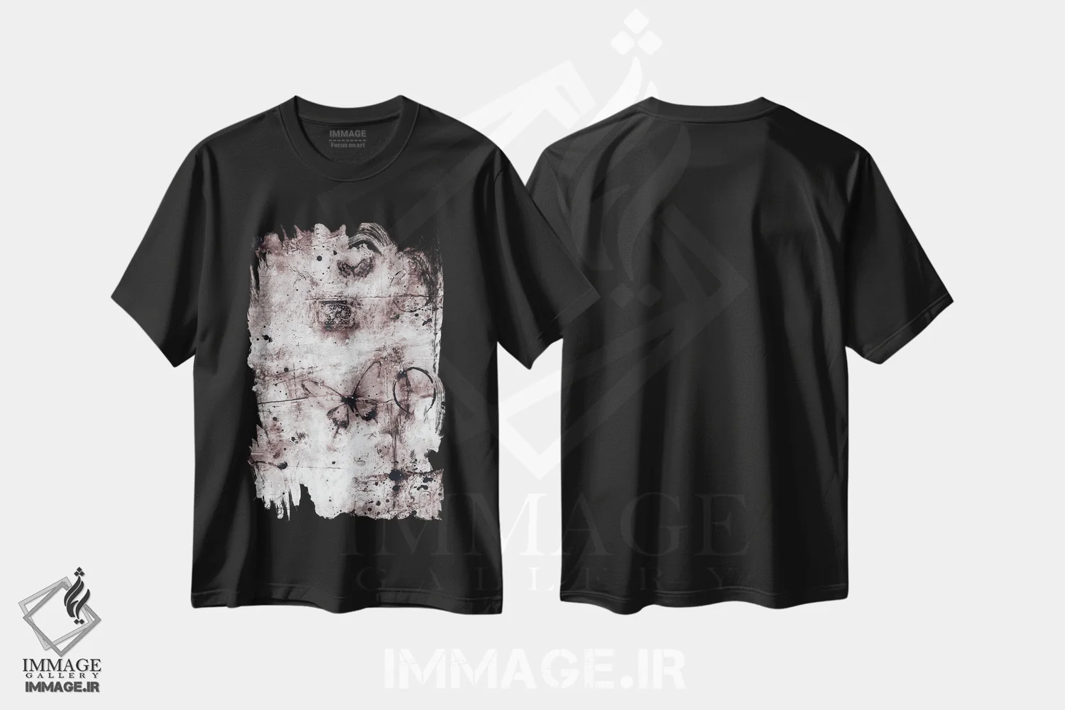 تیشرت مشکی طرح دار ملودی تأمل پنجم-سوم، هنر فاخر معاصر اثر کتی مورتون استنیون | فروشگاه ایماژ