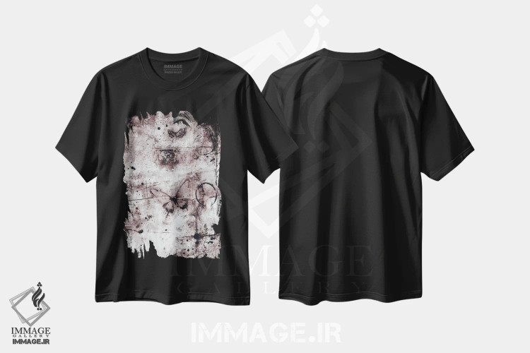تیشرت مشکی طرح دار ملودی تأمل پنجم-سوم، هنر فاخر معاصر اثر کتی مورتون استنیون | فروشگاه ایماژ