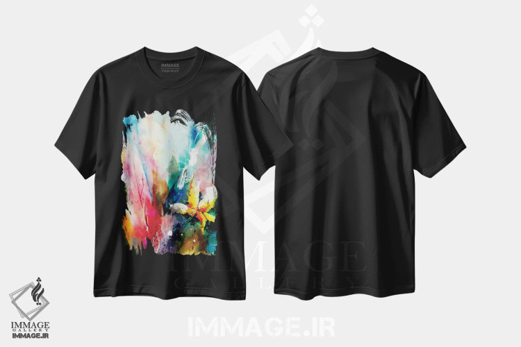 تیشرت مشکی طرح دار گل زرد اثر کتی مورتون استنیون | immage.ir