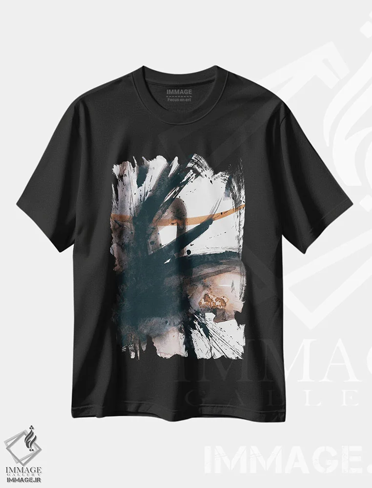تیشرت مشکی طرح دار درون نگری V اثر کتی مورتون استنیون | فروشگاه ایماژ