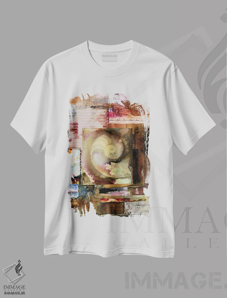 تیشرت سفید طرح دار آرامش بنیادی I، آبستره اثر کتی مورتون استنیون | فروشگاه ایماژ