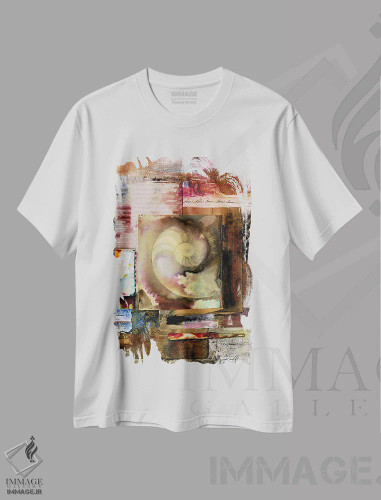 تیشرت سفید طرح دار آرامش بنیادی I، آبستره اثر کتی مورتون استنیون | فروشگاه ایماژ