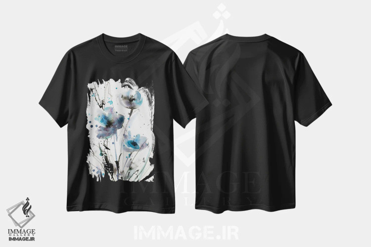 تیشرت مشکی طرح دار برداشت های کوچک III، آبستره اثر کتی مورتون استنیون | فروشگاه ایماژ
