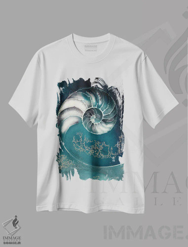 تیشرت سفید طرح دار صدف ناتیلوس IIIC، دکور ساحلی اثر کتی مورتون استنیون | فروشگاه ایماژ