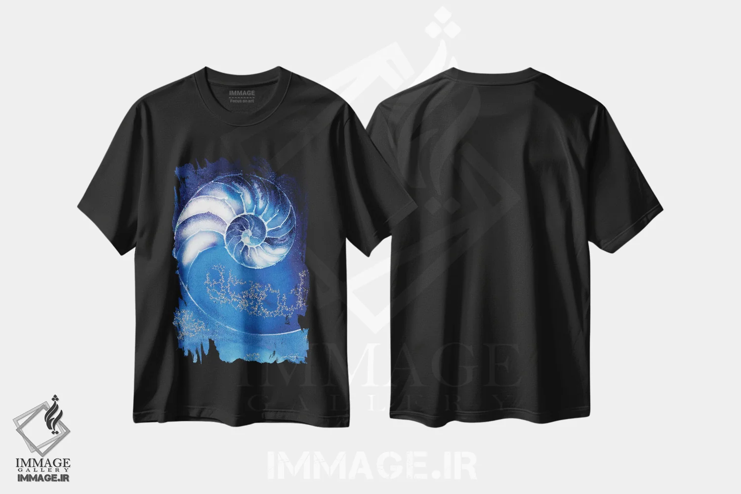 تیشرت مشکی طرح دار صدف ناتیلوس IIIA، دکور ساحلی اثر کتی مورتون استنیون | immage.ir