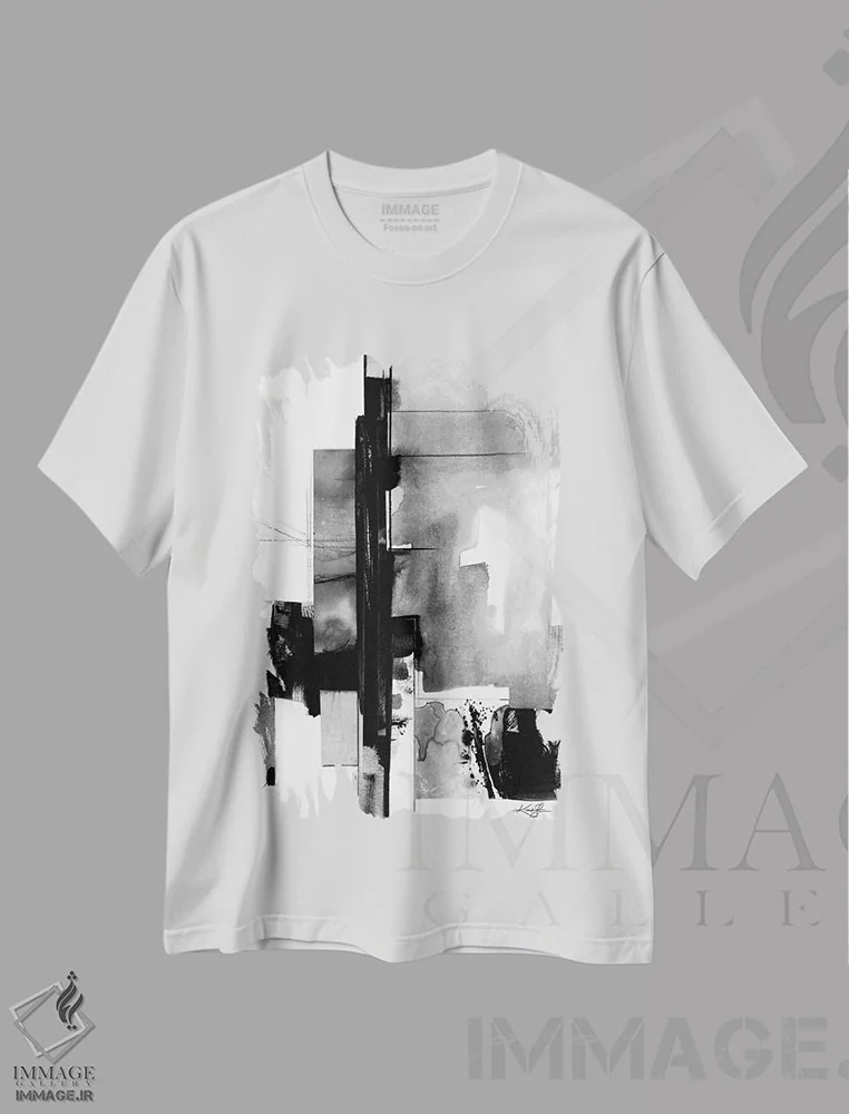 تیشرت سفید طرح دار داستان های انتزاعی ۵-۳ اثر کتی مورتون استنیون | immage.ir