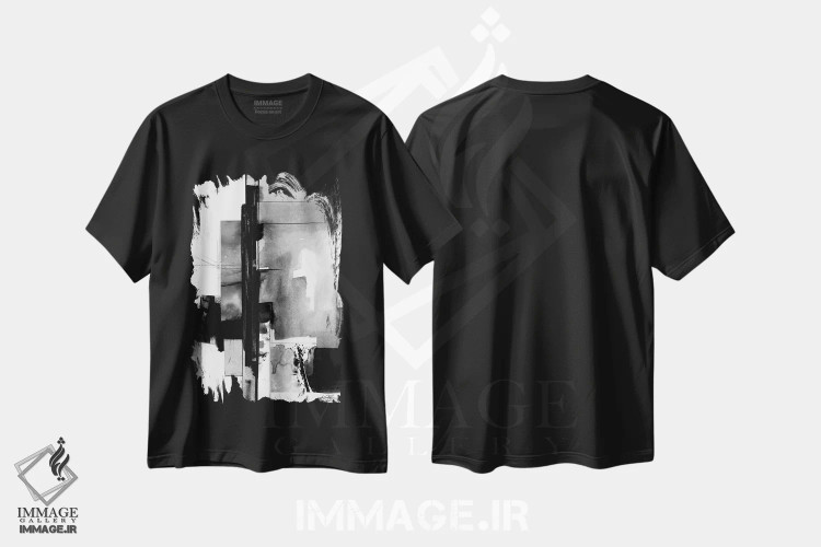 تیشرت مشکی طرح دار داستان های انتزاعی ۵-۳ اثر کتی مورتون استنیون | فروشگاه ایماژ