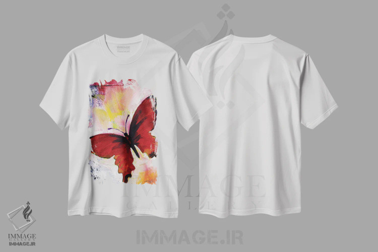 تیشرت سفید طرح دار پروانه قرمز، دکور معاصر اثر کتی مورتون استنیون | immage.ir