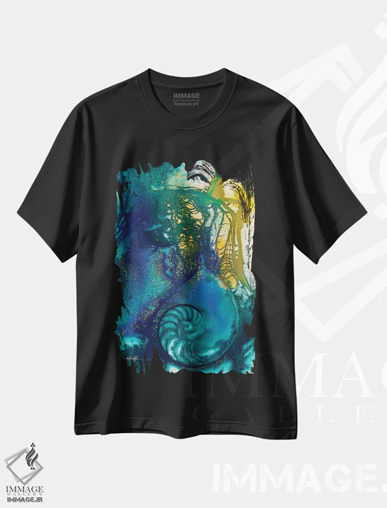 تیشرت مشکی طرح دار گوهرهای دریا ششم-دوم، آبستره اثر کتی مورتون استنیون | immage.ir