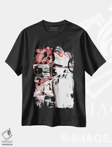 تیشرت مشکی طرح دار موسیقی در انتزاع بیست ودوم-سوم اثر کتی مورتون استنیون | فروشگاه ایماژ