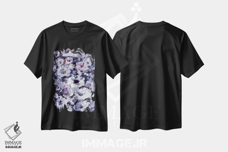 تیشرت مشکی طرح دار آه شادی گل ها دوازدهم-چهارم، آبستره اثر کتی مورتون استنیون | immage.ir