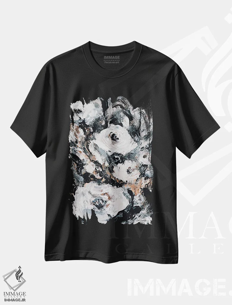 تیشرت مشکی طرح دار عشق باقی می ماند دوم-دوم، هنر فاخر معاصر اثر کتی مورتون استنیون | فروشگاه ایماژ