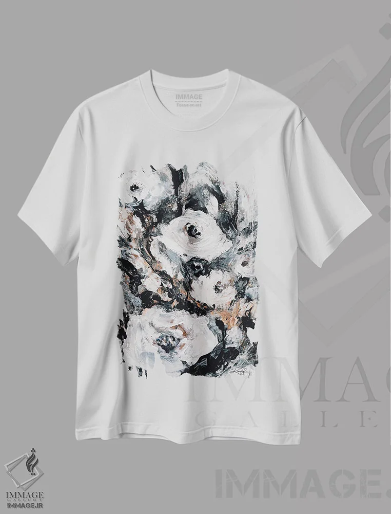 تیشرت سفید طرح دار عشق باقی می ماند دوم-دوم، هنر فاخر معاصر اثر کتی مورتون استنیون | immage.ir