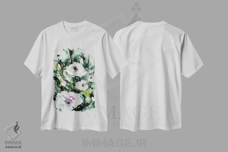 تیشرت سفید طرح دار عشق باقی می ماند دوم، هنر فاخر معاصر اثر کتی مورتون استنیون | فروشگاه ایماژ