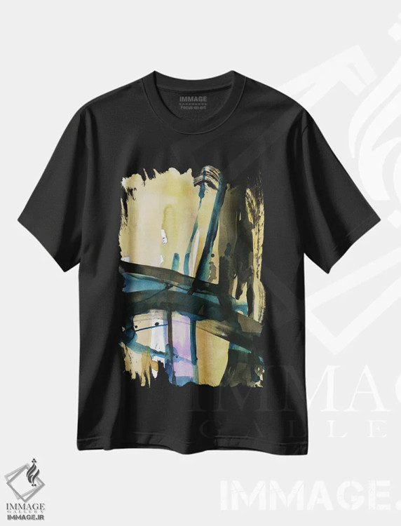 تیشرت مشکی طرح دار رقص قلم ۱۰۶ اثر کتی مورتون استنیون | فروشگاه ایماژ