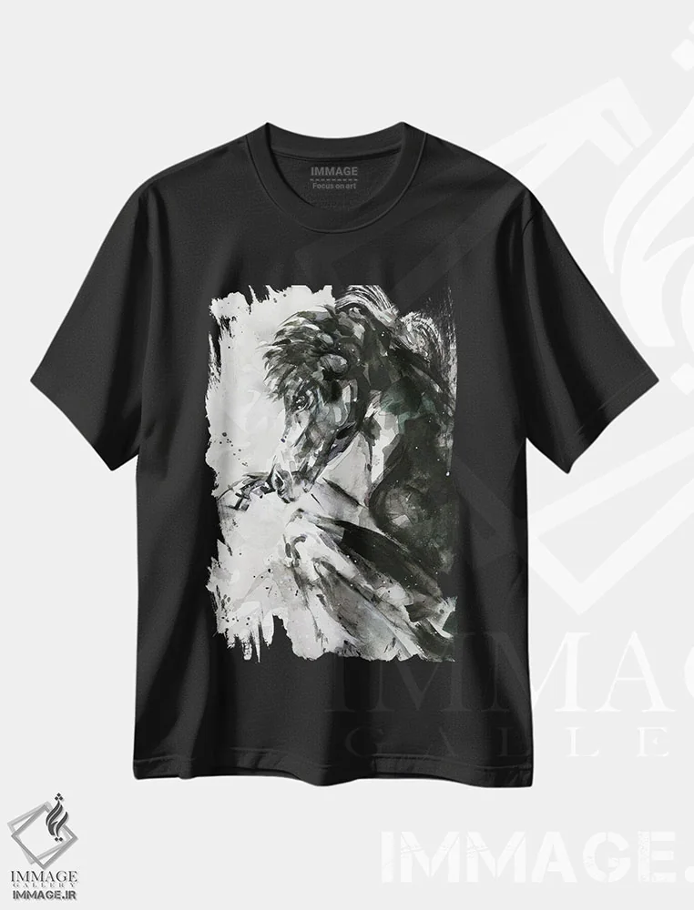 تیشرت مشکی طرح دار زیبایی، هنر تزئینی سیاه و سفید اثر کتی مورتون استنیون | فروشگاه ایماژ
