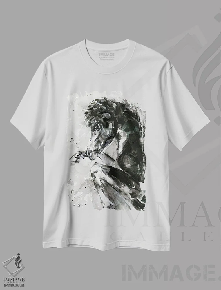 تیشرت سفید طرح دار زیبایی، هنر تزئینی سیاه و سفید اثر کتی مورتون استنیون | immage.ir