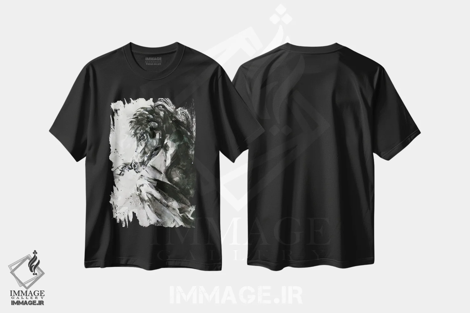 تیشرت مشکی طرح دار زیبایی، هنر تزئینی سیاه و سفید اثر کتی مورتون استنیون | فروشگاه ایماژ