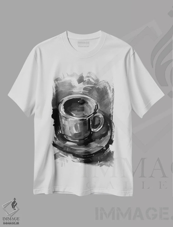تیشرت سفید طرح دار رویای قهوه ای I-II، هنر تزئینی سیاه و سفید اثر کتی مورتون استنیون | فروشگاه ایماژ
