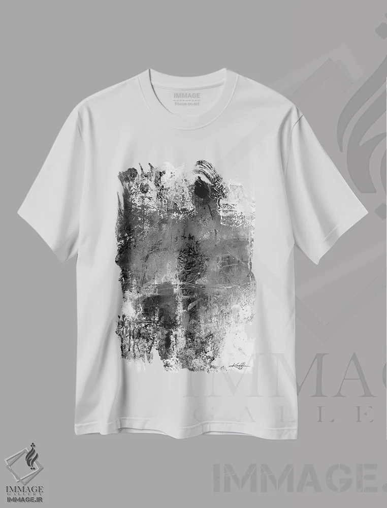 تیشرت سفید طرح دار هارمونی رنگ ها VII-II اثر کتی مورتون استنیون | فروشگاه ایماژ