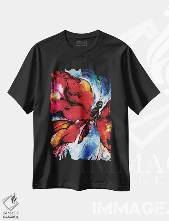 تیشرت مشکی طرح دار شور و شعف شماره ۱، دکور معاصر اثر کتی مورتون استنیون | فروشگاه ایماژ