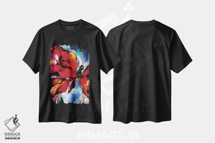 تیشرت مشکی طرح دار شور و شعف شماره ۱، دکور معاصر اثر کتی مورتون استنیون | فروشگاه ایماژ