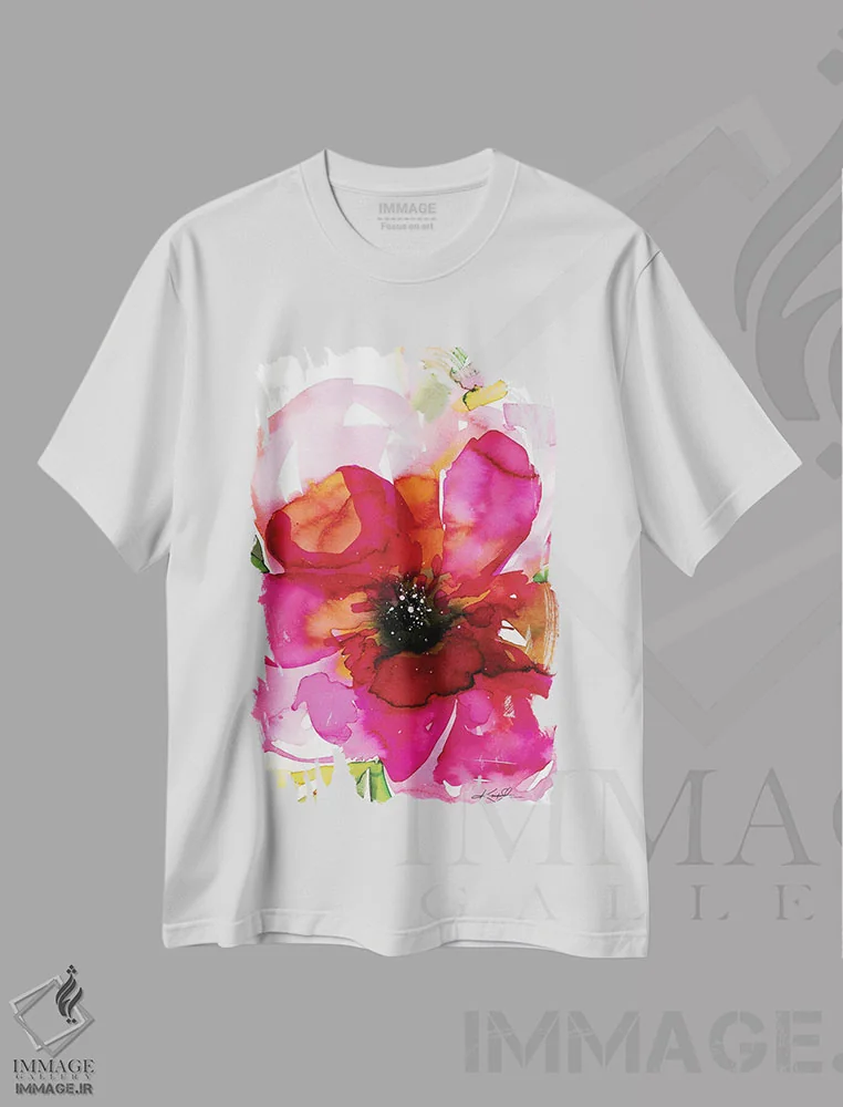 تیشرت سفید طرح دار افسون گل ها یک، دکور معاصر اثر کتی مورتون استنیون | فروشگاه ایماژ