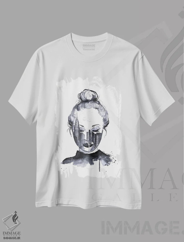 تیشرت سفید طرح دار حال و هوای نیویورک، هنر تزئینی سیاه و سفید اثر کلسی مک نت | فروشگاه ایماژ