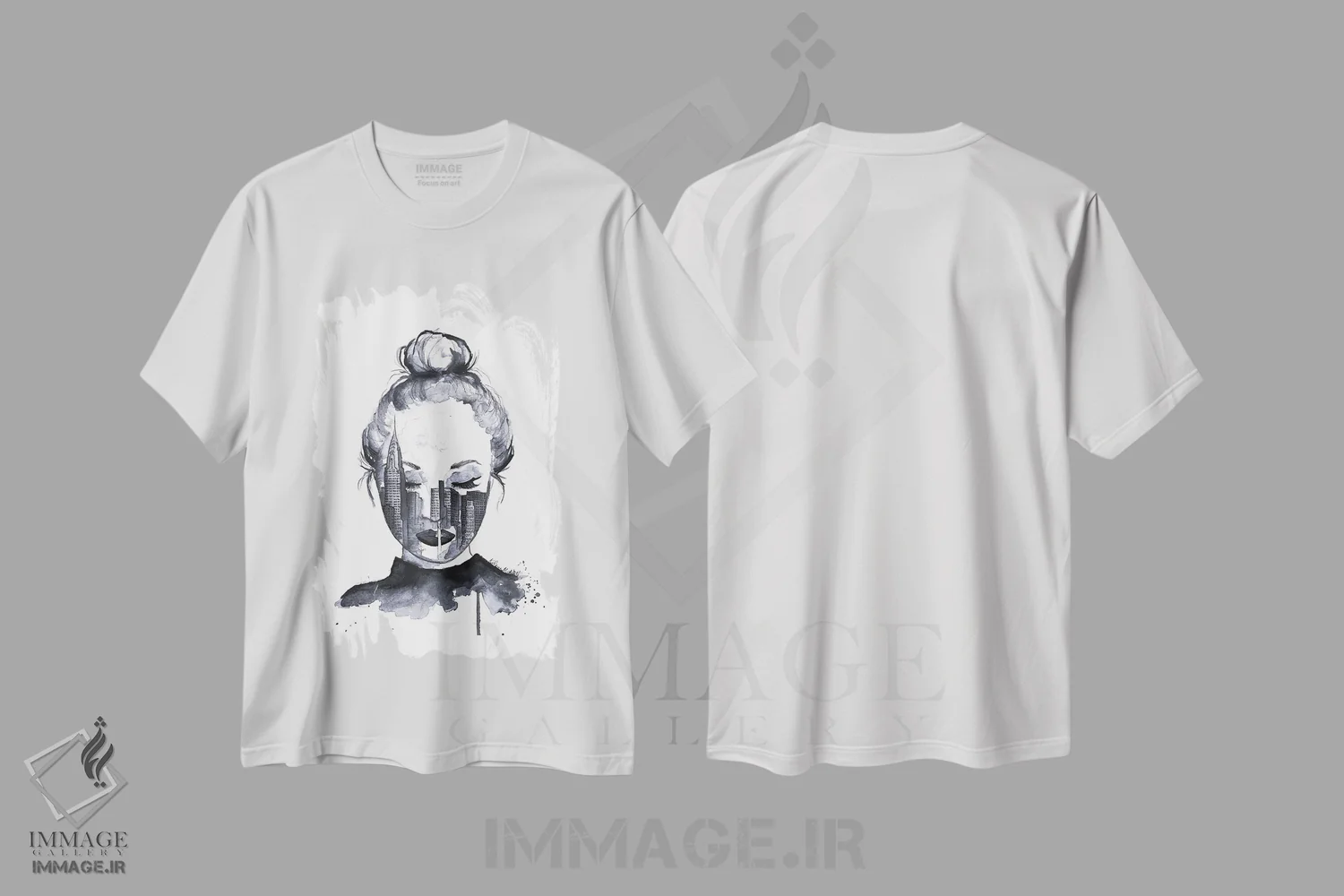 تیشرت سفید طرح دار حال و هوای نیویورک، هنر تزئینی سیاه و سفید اثر کلسی مک نت | فروشگاه ایماژ