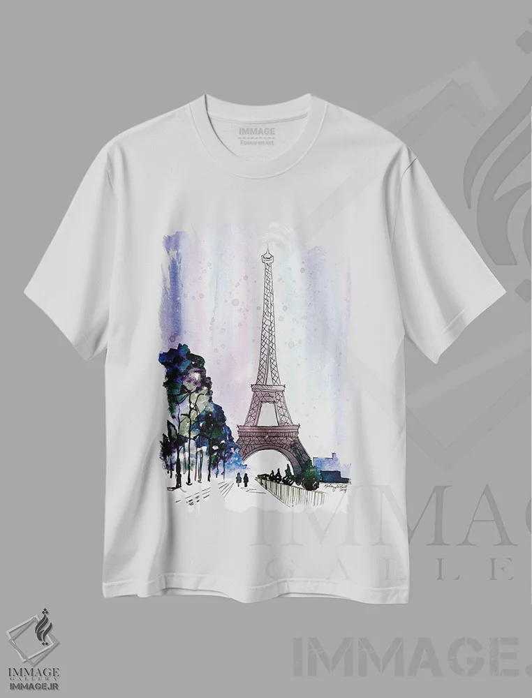 تیشرت سفید طرح دار پاریس در زمستان، تزئینی اثر کلسی مک نت | immage.ir