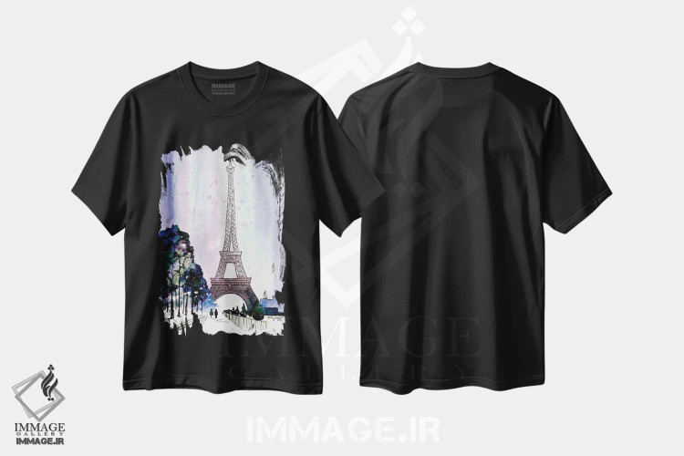 تیشرت مشکی طرح دار پاریس در زمستان، تزئینی اثر کلسی مک نت | فروشگاه ایماژ