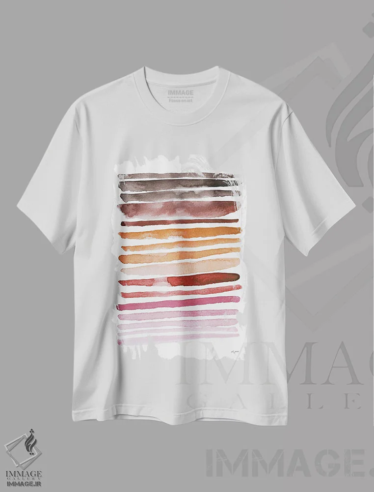 تیشرت سفید طرح دار انتزاعی قرمز دو اثر کلسی مک نت | immage.ir