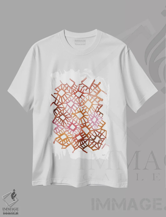تیشرت سفید طرح دار انتزاعی قرمز سه اثر کلسی مک نت | فروشگاه ایماژ