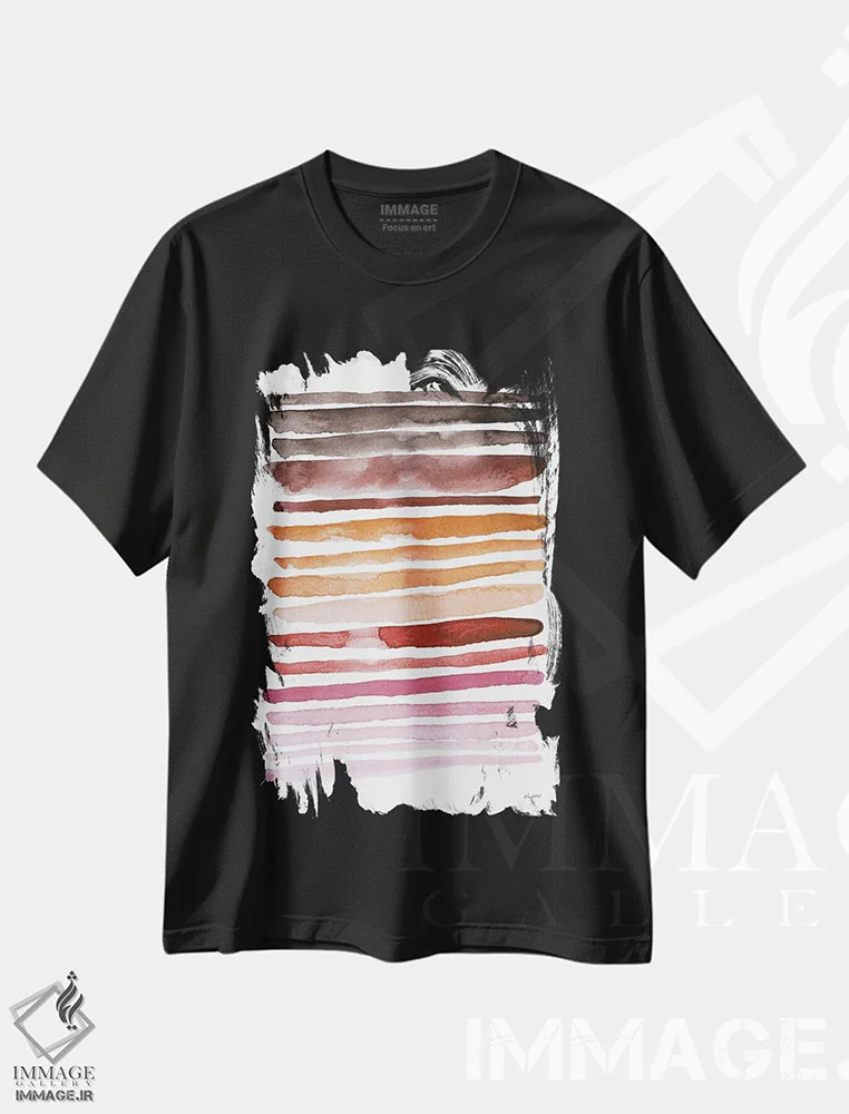 تیشرت مشکی طرح دار انتزاعی قرمز دو اثر کلسی مک نت | فروشگاه ایماژ