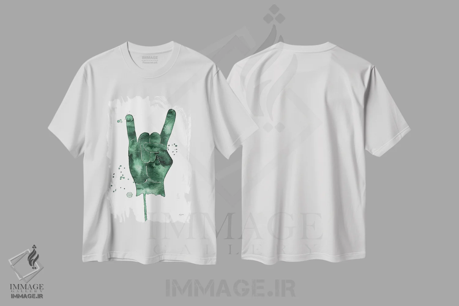 تیشرت سفید طرح دار علامت راک، تزئینی اثر کلسی مک نت | فروشگاه ایماژ