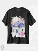 تیشرت مشکی طرح دار سانتورینی، تزئینی اثر کلسی مک نت | فروشگاه ایماژ