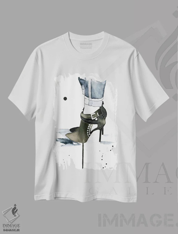 تیشرت سفید طرح دار میخ کوب شده، تزئینی اثر کلسی مک نت | فروشگاه ایماژ