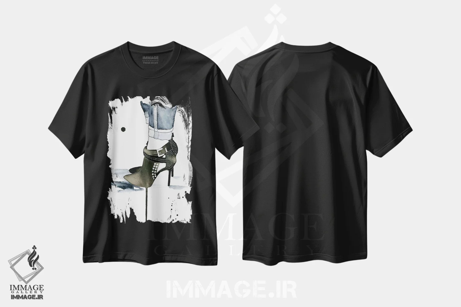 تیشرت مشکی طرح دار میخ کوب شده، تزئینی اثر کلسی مک نت | immage.ir