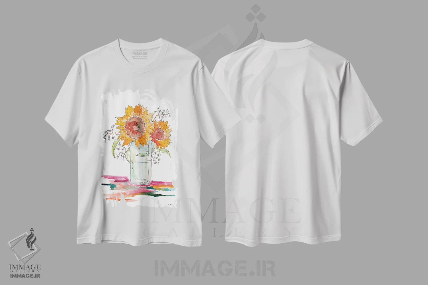 تیشرت سفید طرح دار گل آفتابگردان، تزئینی اثر کلسی مک نت | immage.ir