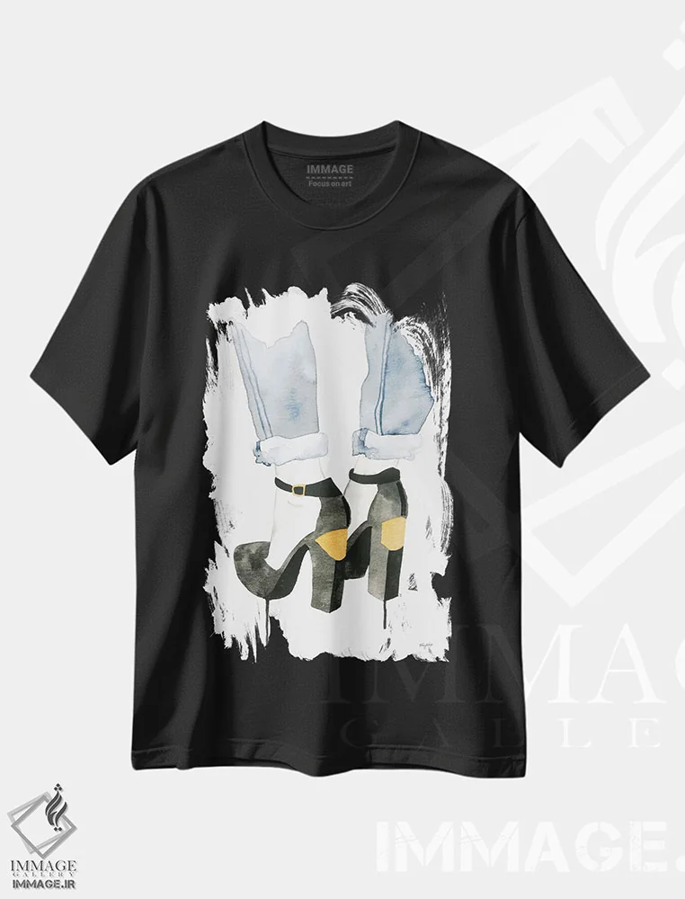 تیشرت مشکی طرح دار پاشنه صفحه دار، تزئینی اثر کلسی مک نت | فروشگاه ایماژ